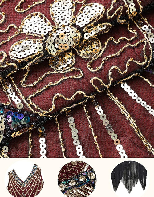 Load image into Gallery viewer, Women'S Flapper Dresses 1920S V Neck Beaded Fringed Great Gatsby Dress
