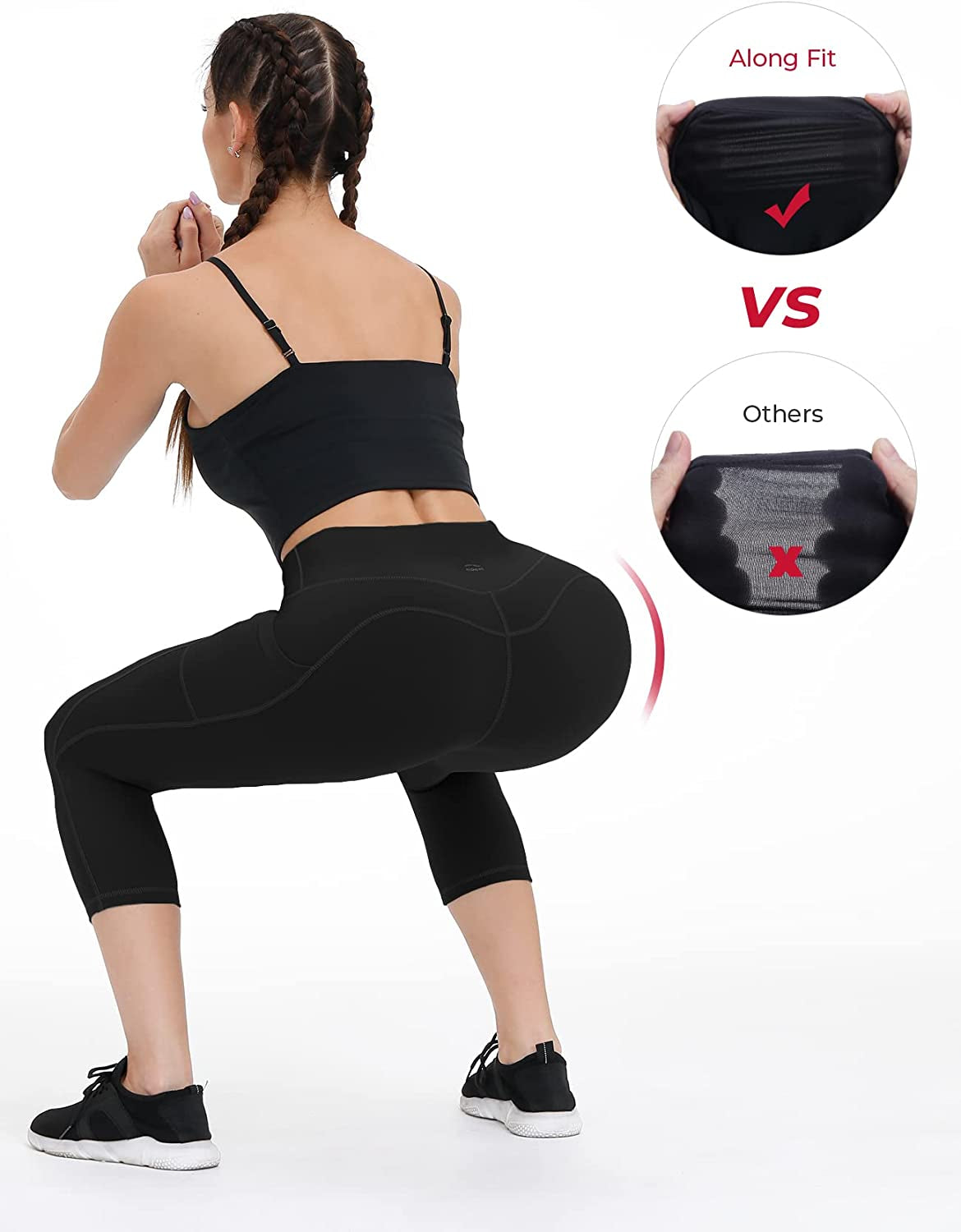 Yoga Pants with Pockets for Women High Waisted Workout Leggings Tummy Control Athletic Leggings