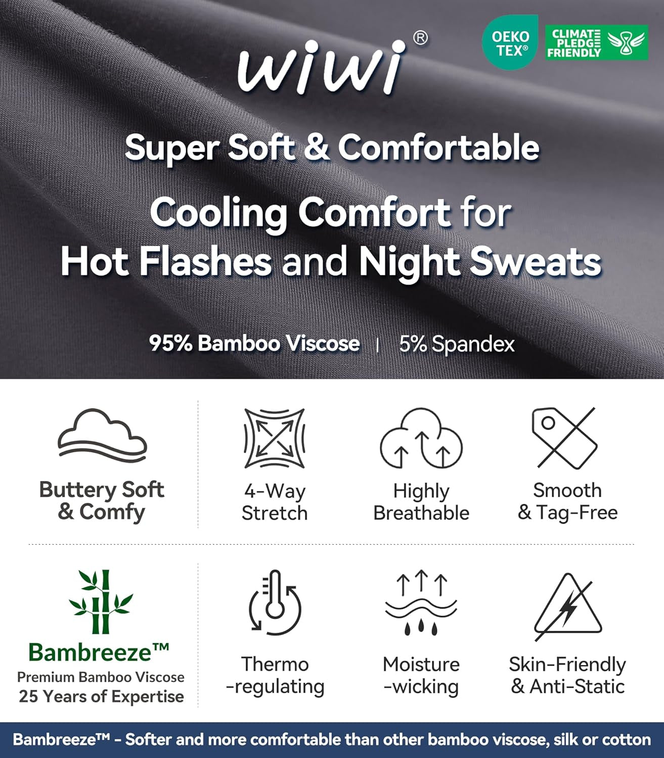 Women'S Nightgowns Soft Bamboo Pajamas 3/4 Sleeves Sleep Shirt Lightweight Nightshirts plus Size Sleepwear S-4X