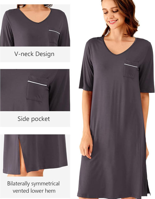 Load image into Gallery viewer, Women'S Nightgowns Soft Bamboo Pajamas 3/4 Sleeves Sleep Shirt Lightweight Nightshirts plus Size Sleepwear S-4X
