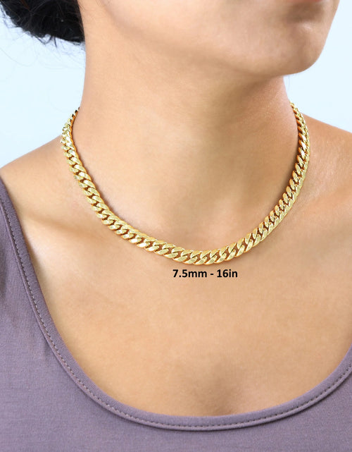 Load image into Gallery viewer, 14K Real Yellow Gold Miami Cuban Link 7.5Mm Chain Necklace (16"-30") Italian Jewelry for Men &amp; Women
